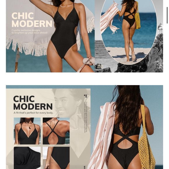 NWT One Piece Swimsuit Women’s size Large | Highly Rated | Cupshe | Blue - Picture 5 of 10